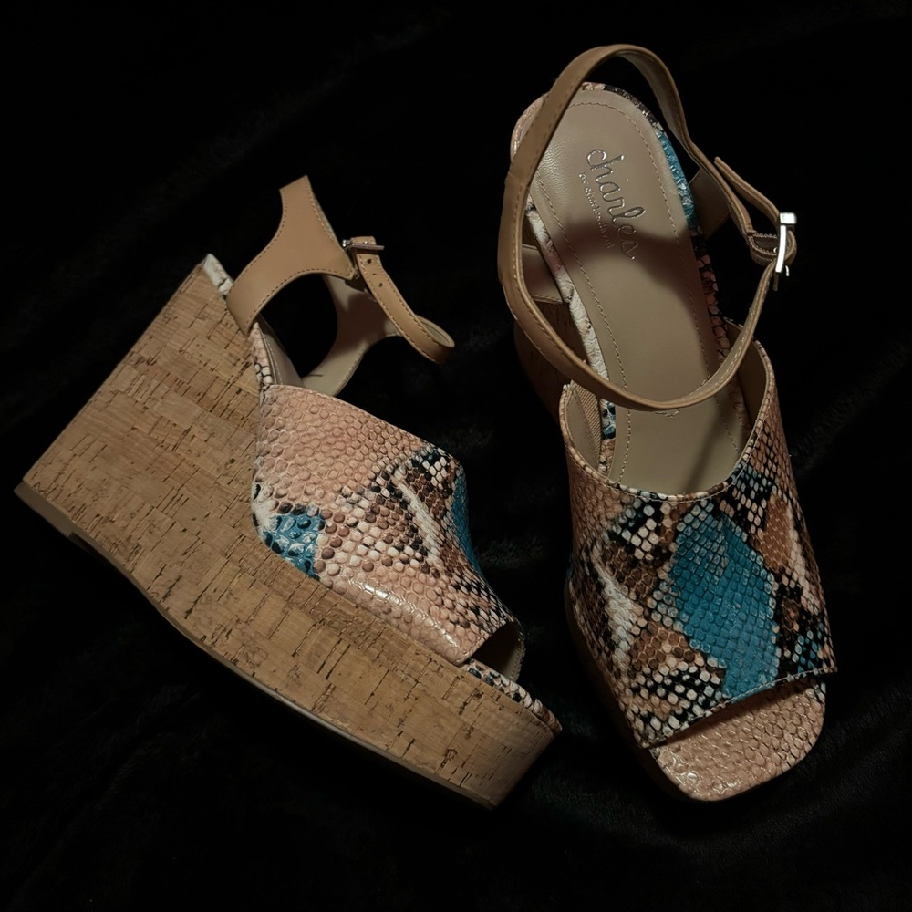 Charles By Charles David Snake Python Cork Wedge … - image 4